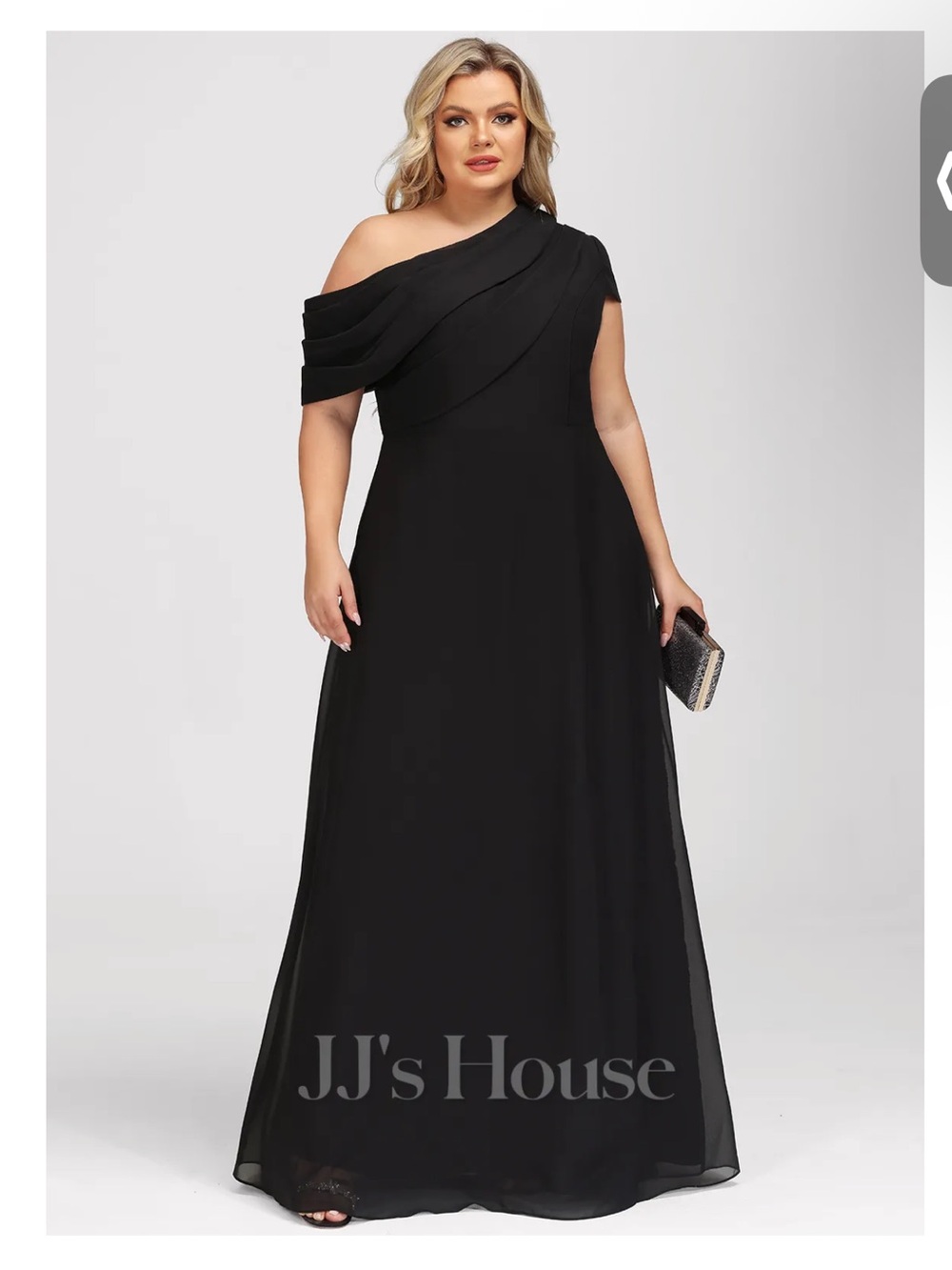 JJs House Black One-Shoulder A-Line Evening Dress